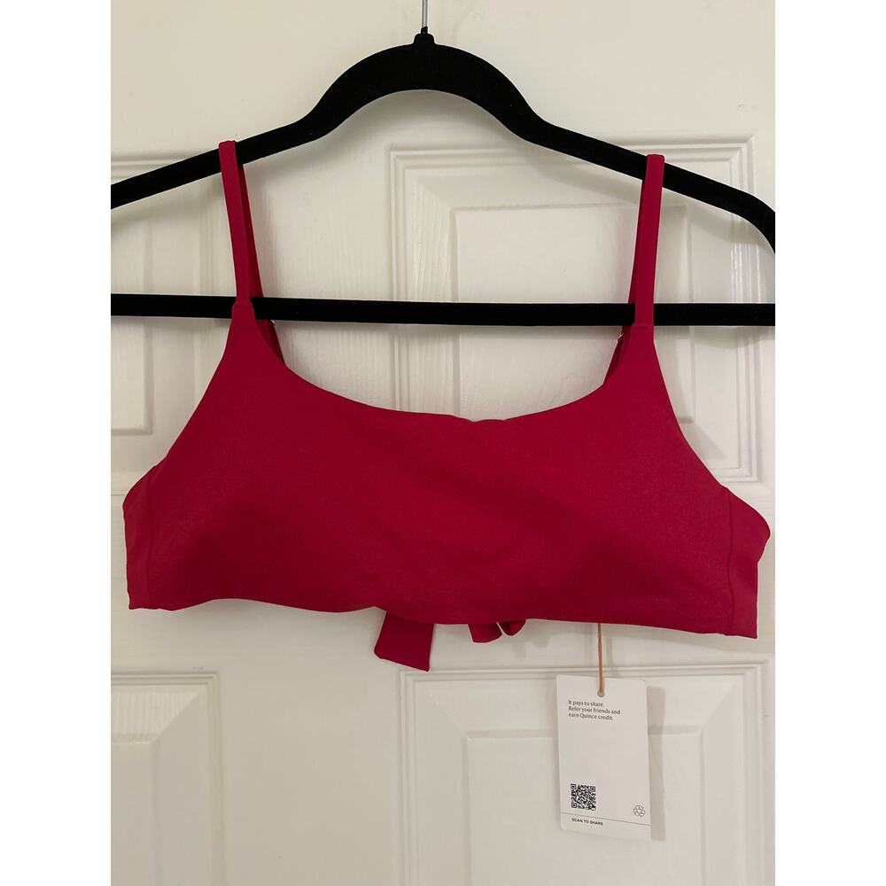 NWT Quince Sz M Berry Italian Scoop Neck Bikini Top Adjustable Straps Summer